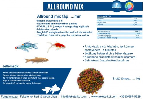 Allround mix lebegő haltáp 3 mm  ( 1 kg )