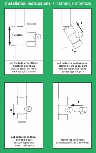 BRADAS esővíz gyűjtő 80mm-grafit