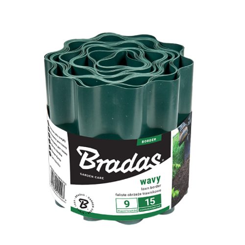 Bradas univerzális ágyásszegély zöld 15 cm x 9 m PE